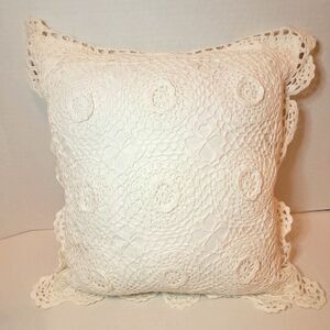 Throw Pillow White Crochet 14 x 14